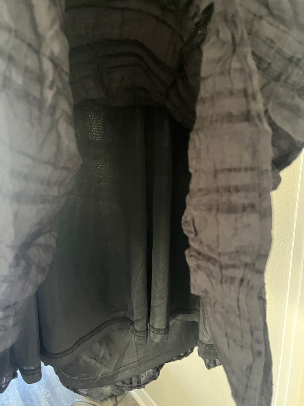 Black Textured Short Sleeve Babydoll Dress - Unknown Brand - Picture 4 of 4